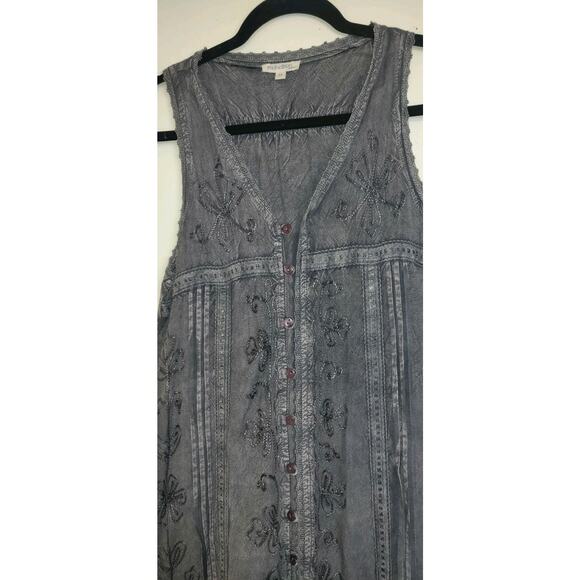 Rebellion Again Dress Sz M Fairy Grunge Gothic Embroidery Gray Acid Wash Purple - Picture 4 of 14